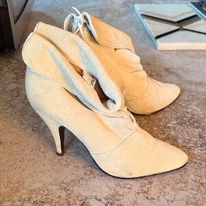 Vintage Cream High Heel Ankle Boots